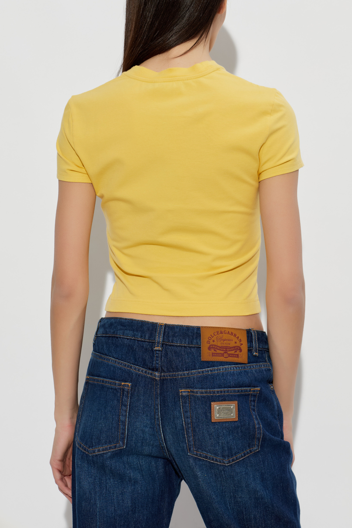 Dolce & Gabbana T-shirt with a logo and a velvety finish | Women's